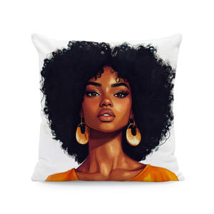 Infare decorazione per la casa divano cuscino lombare copertura moderna testa esplosiva stampa digitale carina federa ragazza africana - Product Image 5