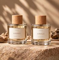 Flacon de parfum en verre transparent avec bouchon en bois, flacon de parfum vide rechargeable, flacon vaporisateur personnalisé avec logo, emballage cosmétique pour parfum