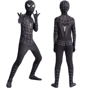 Precio al por mayor niños adultos Spiderman Cosplay disfraz Zentai superhéroe monos rendimiento mono con tocado