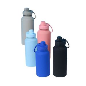 32Oz Rubber Painted Stainless Steel Insulated Tumbler Vacuum Flask Sport Water Bottle With Portable <b>Phone</b> Stand Screw <b>Handle</b> Lid - Product Image 1