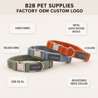 Collier respirant en coton slub pour chien et chat, réglable, toutes saisons, aspect denim décontracté, XS-XL, fournitures pour animaux de compagnie d'extérieur, export