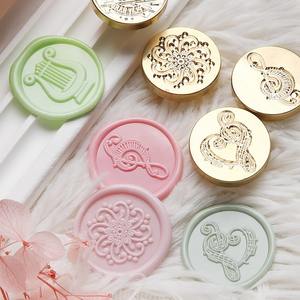 Sellos de cera con notas musicales de la serie Vocal, cabezales redondos de cobre para decoración de diarios - Product Image 2