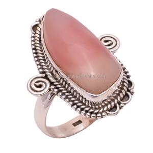 ธรรมชาติสีชมพูโอปอลแหวนแฮนด์เมดเครื่องประดับปรับของแข็ง925เครื่องประดับเงินสเตอร์ลิงทำด้วยมือปรับแหวนเงินผู้ผลิต - Product Image 1