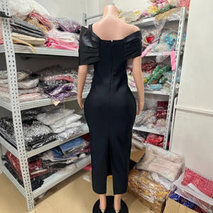 काले फैशन शैली के अलंकृत स्ट्रैपलेस फिट स्लिम-कट डायमंड-स्टड लंबी लाइन पोशाक - Product Image 5