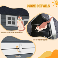 Maison pour chat en bois imperméable pour l'extérieur, abri pour petits animaux résistant aux intempéries avec toit en asphalte pour chats d'extérieur