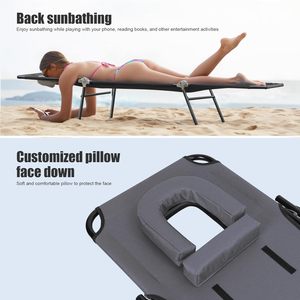 Chaise longue pliante avec trou pour le visage, coussin en forme de U, dossier inclinable pour la plage, le bord de la piscine, l'hôtel - Product Image 3