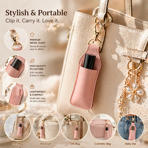 Mini Estuche para Lápiz <span class=keywords><strong>Labial</strong></span> de Cuero PU de Primera Calidad, Portátil, con Llavero, para Regalo, OEM - Product Image 3