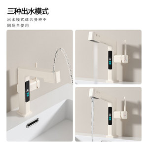 Grifo de lavabo de cobre con pantalla digital, monomando, rociador extraíble, montaje en cubierta y válvula de cerámica - Product Image 4
