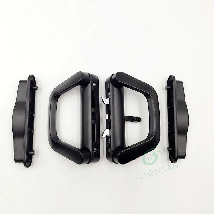 Zhen Jian maniglia per porta scorrevole maniglia moderna a forma di D con serratura a chiave zinco alluminio colore nero maniglia per porta prodotto OEM