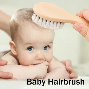 Kunden spezifische Logo Haar kämme Holz Baby Haar bürsten Weiche Wolle Kamm Natürliche Kinder Haar bürste Produkt Detang ler Pinsel