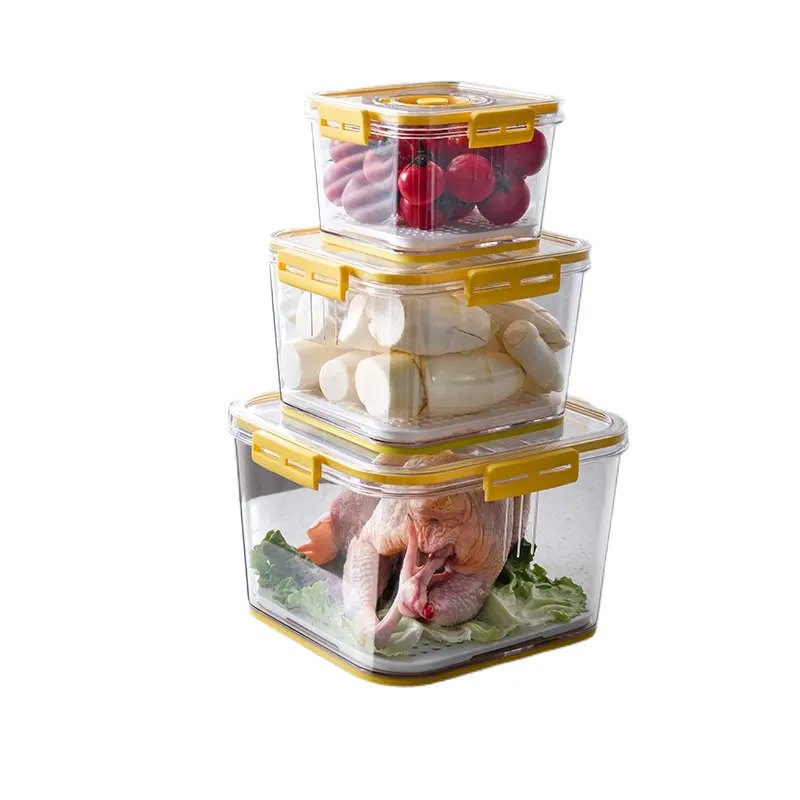 New Medium Timing Organizers And Clear Air-tight Food Containers Produce Saver Storage Fridge For Kitchen