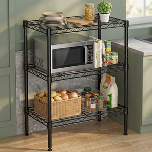 Étagère de rangement en métal à trois niveaux, robuste, pour la cuisine, avec étagère pour four à micro-ondes - Product Image 1