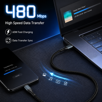 Câble tressé USB-C vers USB-C 60W, charge rapide PD, transfert de données Type-C pour iPhone 17/16 Pro Max, Samsung S26, MacBook