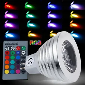 E26/E27 E14 GU10 GU5.3 MR16 3W RGB Warna Berubah Bola Lampu dengan Remote Control Pencahayaan Hotel AC/DC 12V Dimmable COB Spotlight