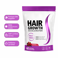 Gummies pour la croissance des cheveux, 60 unités, favorisent des cheveux plus épais et plus volumineux, complément alimentaire pour la croissance des cheveux pour femmes adultes, biotine, 2 gommes à mâcher