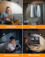 Applique murale LED sans fil rechargeable à rotation 360°, fixation sans vis, lampe murale de lecture pour chevet