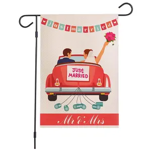 Yard Outdoor Vertical Double Sided Just Married Garden Flag for Wedding Anniversary Decoration