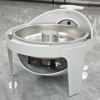 Heißer Verkauf: Luxuriöser weißer Roll-Top-Chafing-Dish (6L) aus Edelstahl – Gastronomie-Buffet-Wärme- und Aufbewahrungsausrüstung zum Fabrikpreis