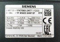 1FK7060-2AF71-1QG0 Síncrono 3000 rpm 6 Nm + Codificador AS20DQV32 - Original Nuevo de Fábrica