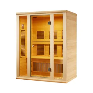 MEXDA Traditional Far Infrared Sauna Room Control Panel Sauna Heater Wooden Indoor Dry Steam Room for 3 Person WS-1608SR