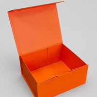 Boîte cadeau magnétique pliable de luxe en papier mat pour cadeaux électroniques, souvenirs de vacances, fournisseur de boîtes en papier orange personnalisées