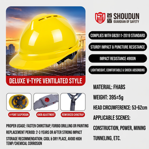Casco de Seguridad Tipo V, Casco de Trabajo FHABS para Construcción, Forro Interior de 4 Puntos, Correa de Barbilla Ajustable - Product Image 3