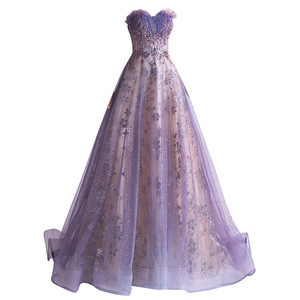 Purple Strapless Sequined Ball Gown Empire Waist Evening Dress For Weddings And Events Size 610 - Product Image 5