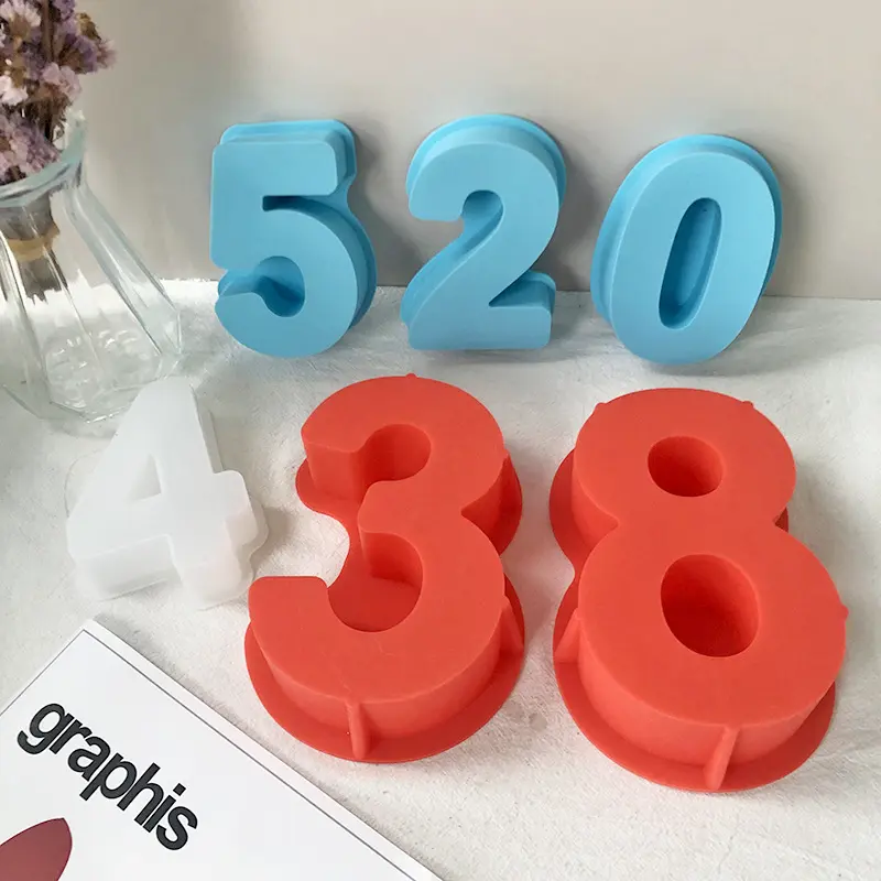 Stampi per torte con numeri in Silicone 3d, teglia da forno per torta fondente con numero arabo di grandi dimensioni in Silicone per la relazione BD del Festival di compleanno