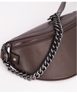 Nhãn hiệu riêng Thiết kế thời trang màu nâu sẫm da Crossbody túi Fanny gói với biểu tượng tùy chỉnh - Product Image 4