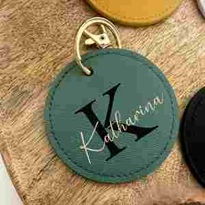 Colorful PU Leather Round Keychain Custom Logo Alloy Keyring Portable Key Holder Promotional <b>Gifts</b> - Product Image 3