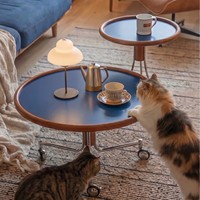 Table d'appoint vintage sur roulettes en bois, plateau ignifuge, pour salon, canapé, balcon, hauteur réglable, durable, design