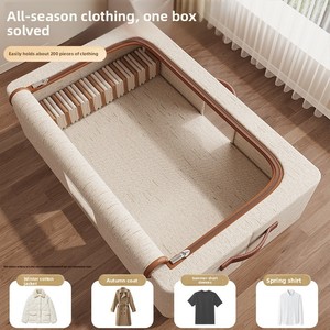 Caja de Almacenamiento Debajo de la Cama, de Tela de Algodón y Lino, Organizador de Ropa y Edredones con Ruedas - Product Image 6