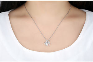 Collana di alta qualità in argento per gioielli da donna collana di zirconi a quattro foglie - Product Image 4