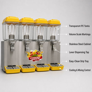 Distributeur de boissons froides 16L à quatre réservoirs, machine à boissons commerciale en acier inoxydable R134a pour supermarché - Product Image 2