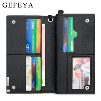 Dompet Multi-slot Bisnis Versi Korea untuk Pria, Dompet Lipat Tiga, Tas Genggam Panjang, Lapisan Poliester Tahan Air, Tempat Ponsel