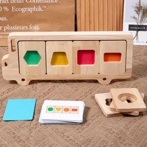 Holz Montessori geometrische Fahrzeug form Farbe Matching Toy Kids Early Education Kognitive Vorschule Lernspiel zeug