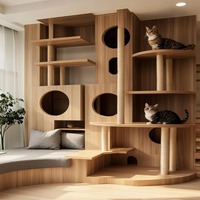 Nouvelle Maison pour Chat Moderne de Luxe en Bois Massif Style Ferme, Grande, Extensible, Gain de Place, Écologique, pour Intérieur