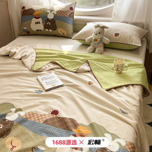 Cartoon Print Summer <b>Quilt</b> 100% Cotton Double-sided Breathable Kids Bedding - Product Image 1