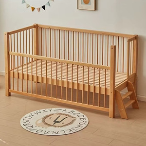 Durable and Stylish Kids' <b>Cribs</b> Solid Wood and Density <b>Board</b> Baby <b>Crib</b> with Sturdy Drawers Elegant Furniture for Children - Product Image 2