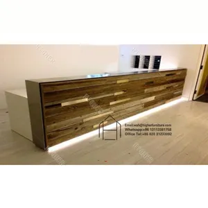 Modern design wooden type curved round small reception desk luxury airport bank hospital salon cash reception counter