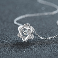 Collier en argent sterling S925 avec pendentif étoile à six branches en moissanite et pierre mobile, chaîne de clavicule tendance, bijoux