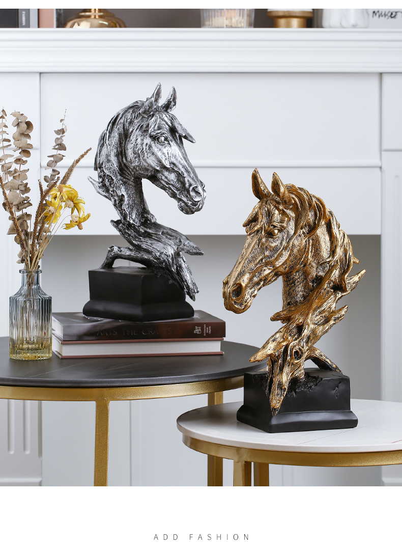 Hot selling retro home living room decoration art crafts horse head sculpture