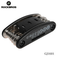 Vente en gros de kits d'outils de réparation de vélo multifonctionnels ROCKBROS 16 en 1, en acier au carbone et en PC, mini portables de poche