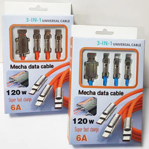 Cable de Carga Rápida 3 en 1 de 120W 6A, Cable USB Tipo-C Universal para Teléfono Celular, Longitud de 1.2m - Product Image 3