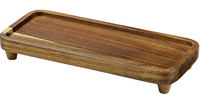 Plateau de service décoratif en bois d'acacia style ferme avec supports de présentation