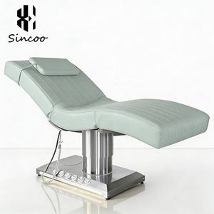 Luxury Modern Stainless Steel Electric Curved Eyelash <b>Bed</b> with <b>LED</b> 3 Motor Adjustable Beauty Massage Facial Spa <b>Bed</b> Customizable - Product Image 1