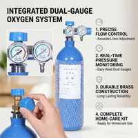Bouteille de gaz oxygène sans soudure 2L-150L avec régulateur de pression en option pour systèmes d'alimentation en oxygène