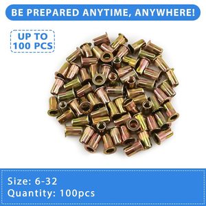 UNC <span class=keywords><strong>6</strong></span>-<span class=keywords><strong>32</strong></span> đinh tán phẳng đầu kẽm mạ thép carbon ren chèn với cơ thể có khía đinh tán NUT - Product Image 5