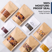 Sachet Doypack en papier kraft brun de qualité alimentaire, recyclable, avec fermeture éclair et fenêtre, pour noix, café et snacks, économique