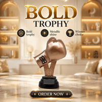 Trophée de boxe gravé sur mesure en stock, expédition rapide, récompense de champion de combat de boxe, logo personnalisé, prix d'honneur